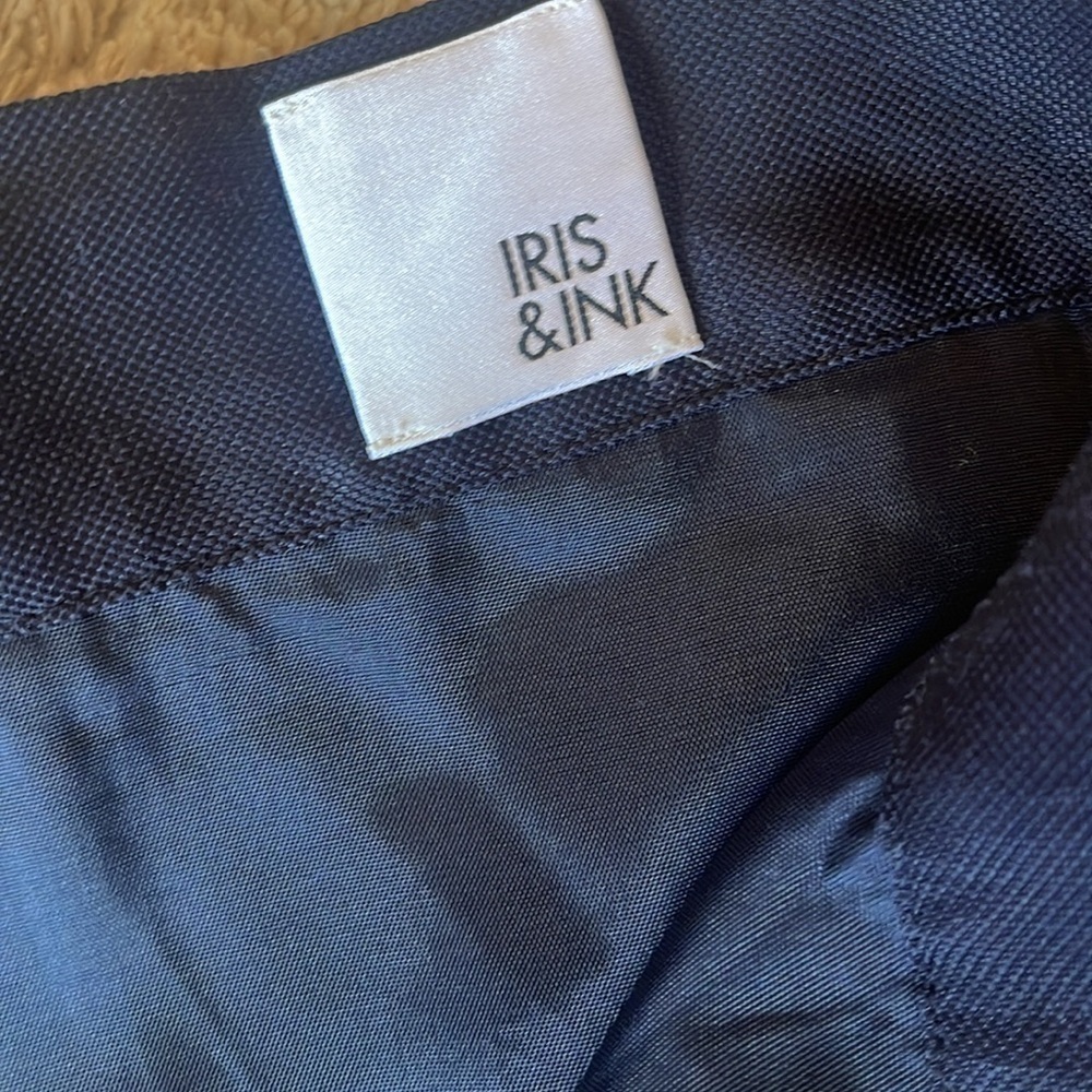 Iris & Ink A Line Waist Tie Navy Blue Women Size 4 - Picture 5 of 7